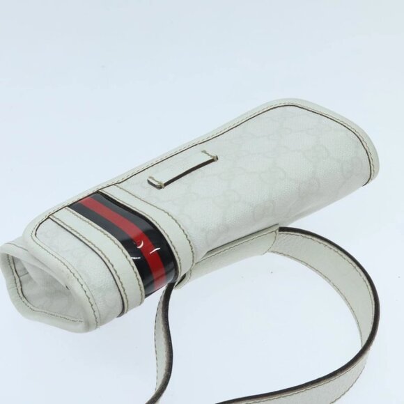 GUCCI GG Supreme Sherry Line Waist bag PVC White Red Navy 152597 Auth mr526 - Picture 7 of 16